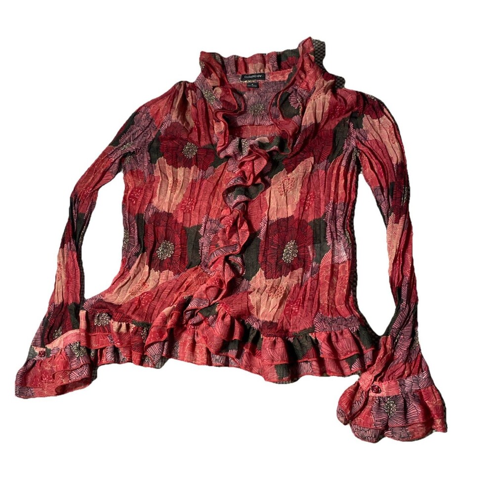 Claudia Eve Blouse Womens Boho Ruffles Bell Sleeves